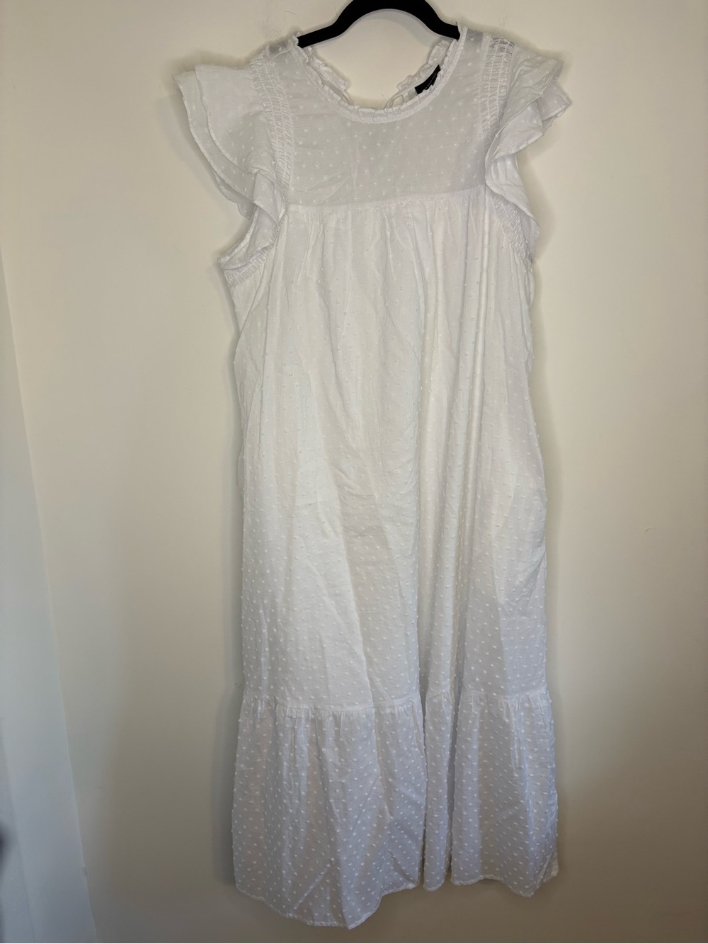 Who What Wear 100% Cotton White Swiss Dot Babydoll Cottagecore Dress Size Large